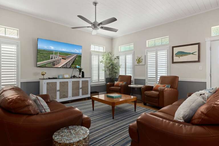 There's plenty of comfortable seating so everyone can relax together after a day of adventure.