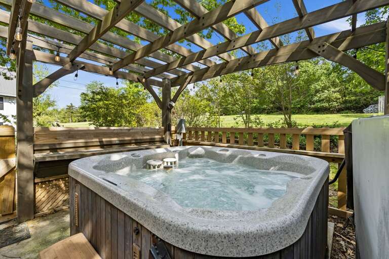 Outdoor Hot Tub On Wooden Deck