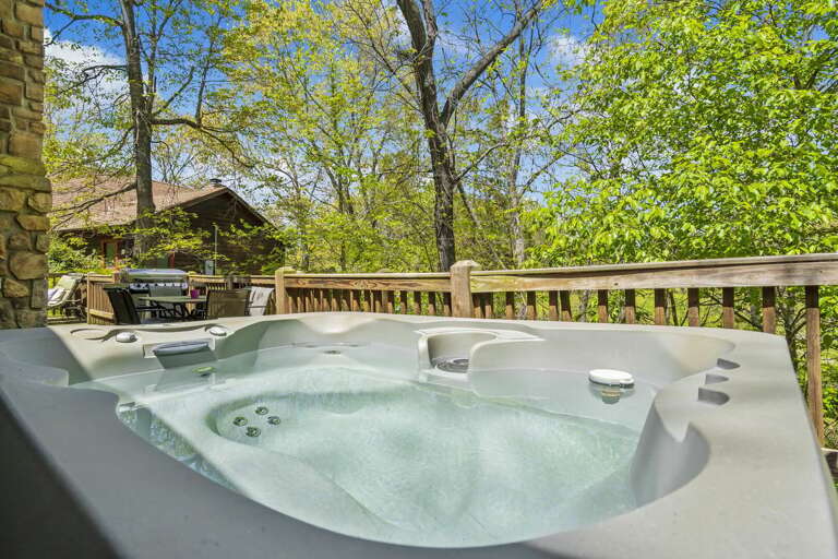 Outdoor Jacuzzi On Deck With Forest View Outdoor Jacuzzi On Deck With Forest View