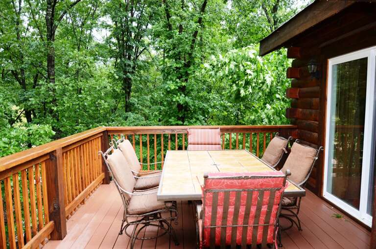 Many dining areas to enjoy the fire flies and the woods