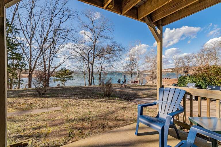 Lake View From Covered Porch With Chairs Lake View From Covered Porch With Chairs