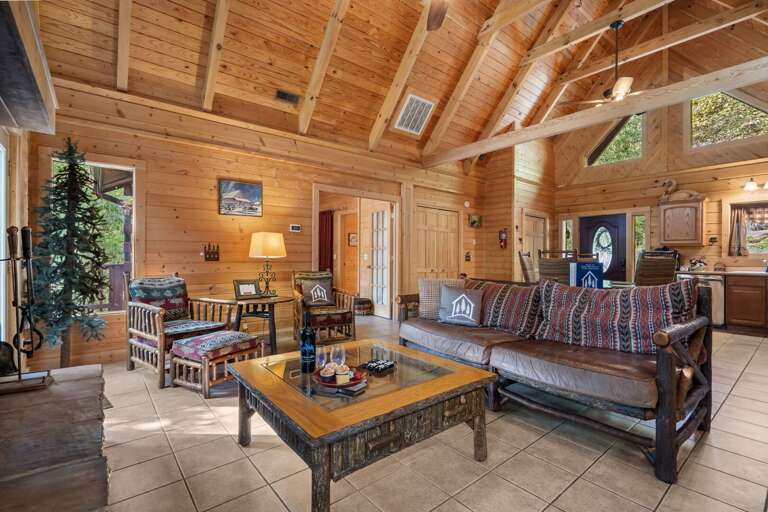 Wooden Interior Living Room Of Vacation Rental