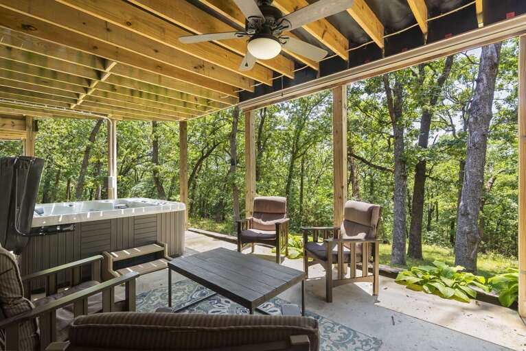 Incredible back patio with privacy views of our wooded back yard