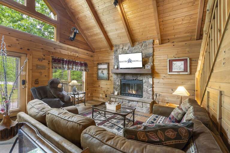 Rustic Living Room With Fireplace In Vacation Rental Rustic Living Room With Fireplace In Vacation Rental
