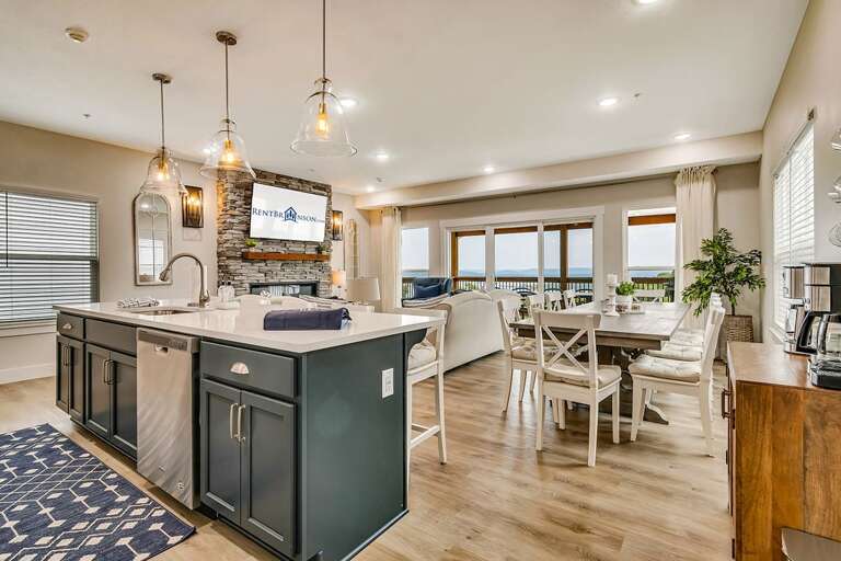 Open-plan Kitchen And Dining Area With Ocean View Open-plan Kitchen And Dining Area With Ocean View