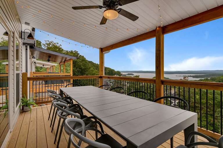 Lake View From Vacation Rental Deck With Dining Table