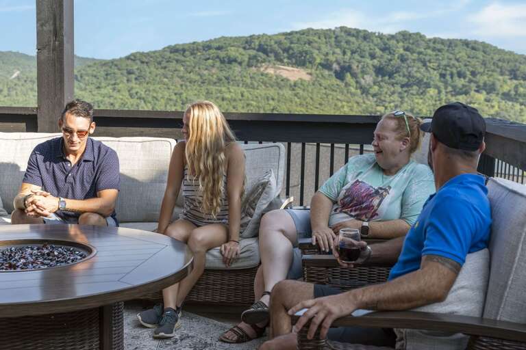 Group-gathering, Green-glimpses, Glass-grasping Guests