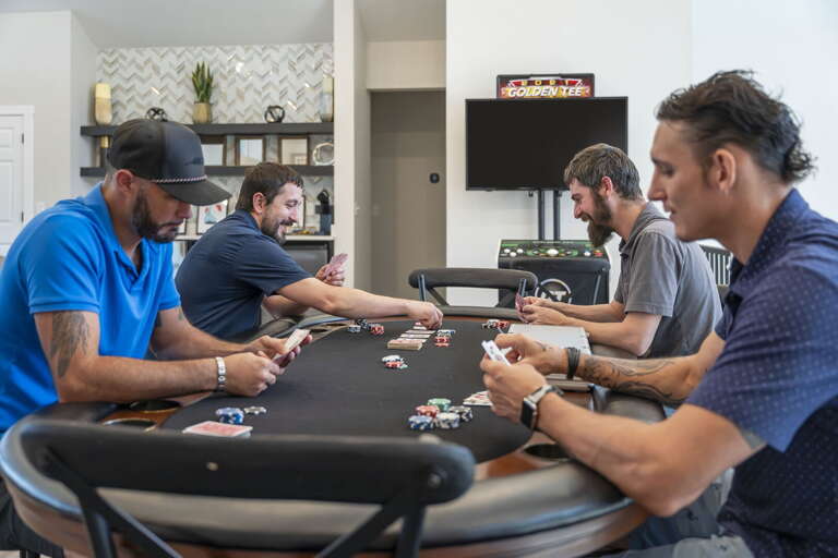 Men Meeting, Playing Poker, Sharing Smiles
