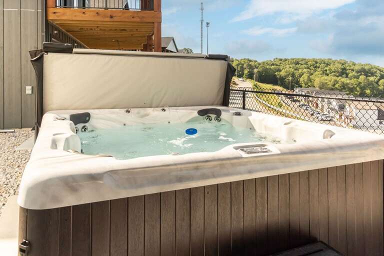 Outdoor Jacuzzi On Deck With Scenic View