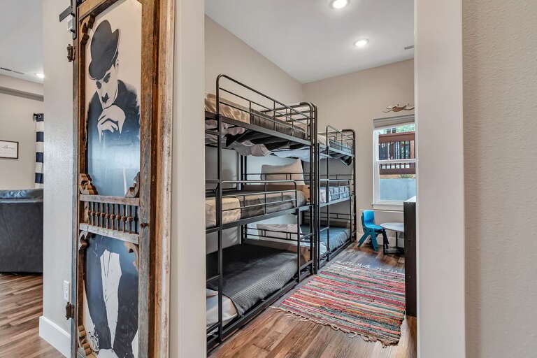 Interior Room With Bunk Beds And Desk