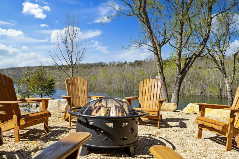 Outdoor Seating Area With Fire Pit And Nature View