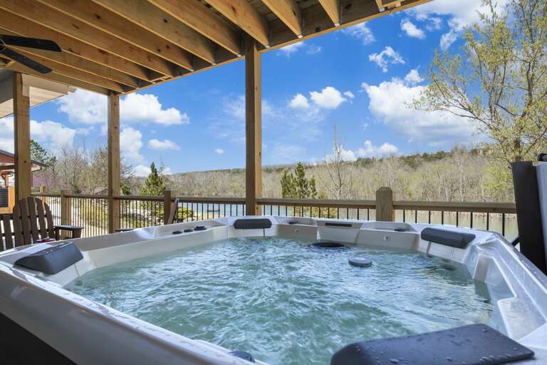 Outdoor Hot Tub On Deck With Scenic View