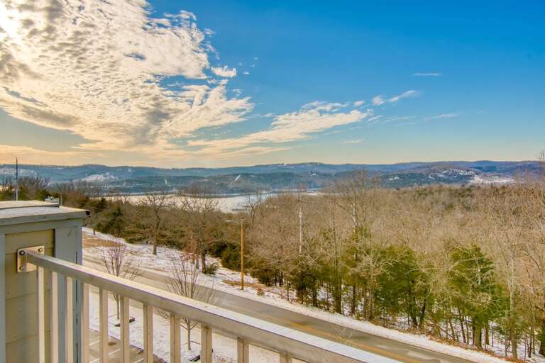 Scenic Winter View From Balcony Showing Snow-covered Landscape And Hills