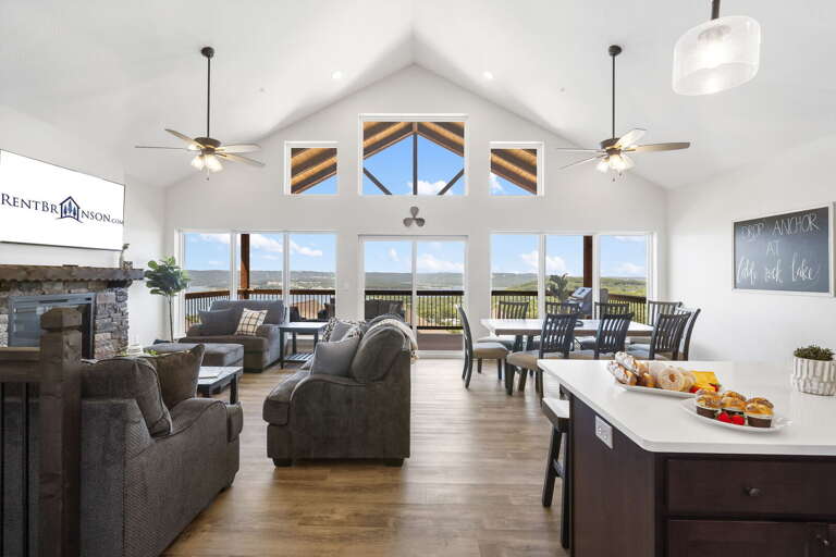 Interior View Of Spacious Living Area With Kitchen, Dining, And Lounge Space