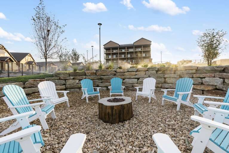 Outdoor Seating Area With Chairs And Fire Pit