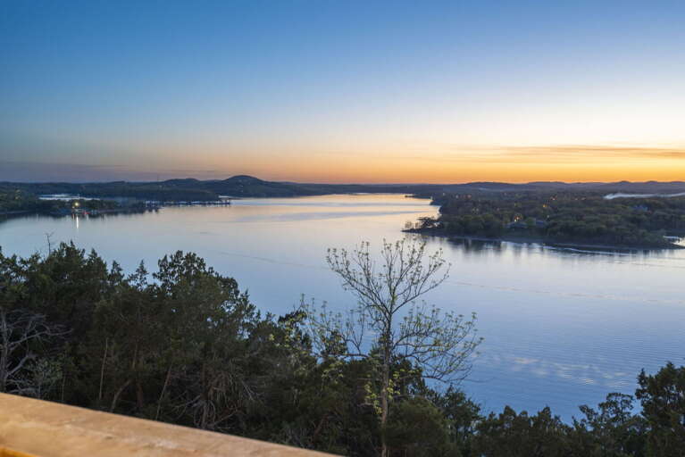 Lake View At Sunset With Trees Lake View At Sunset With Trees