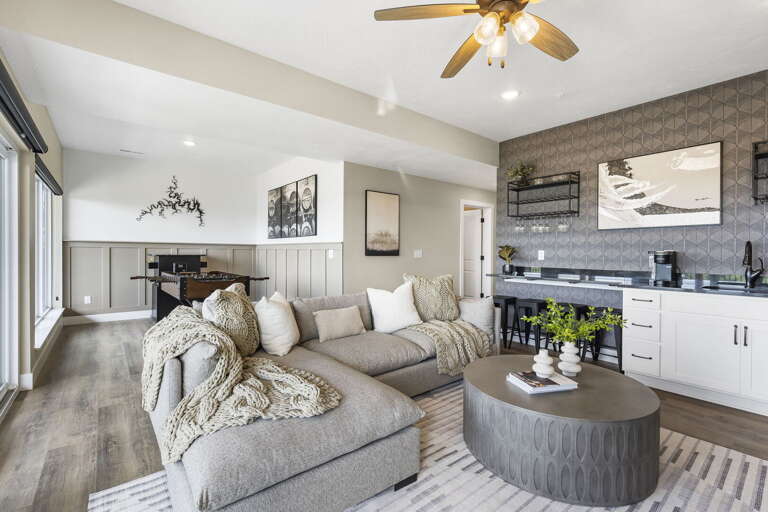 Interior Of A Living Room With Connected Kitchen Area Interior Of A Living Room With Connected Kitchen Area