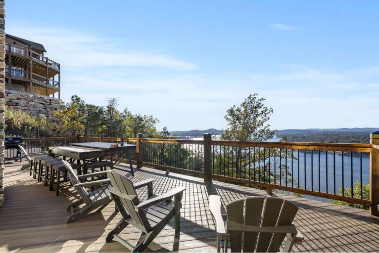 Lakeside Deck With Chairs And Tables