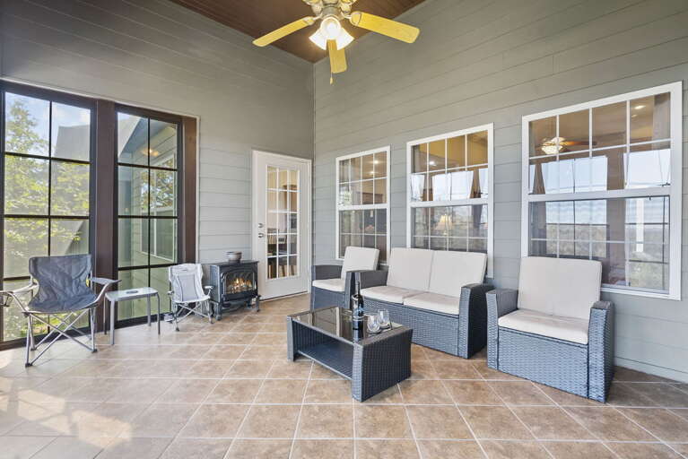 Indoor Patio With Seating And Ceiling Fan Indoor Patio With Seating And Ceiling Fan