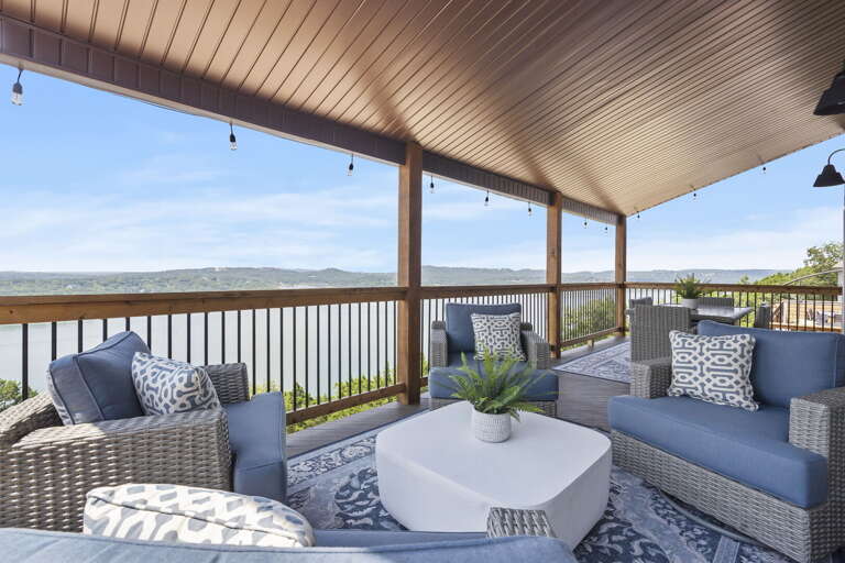 Outdoor Seating Area With Lake View