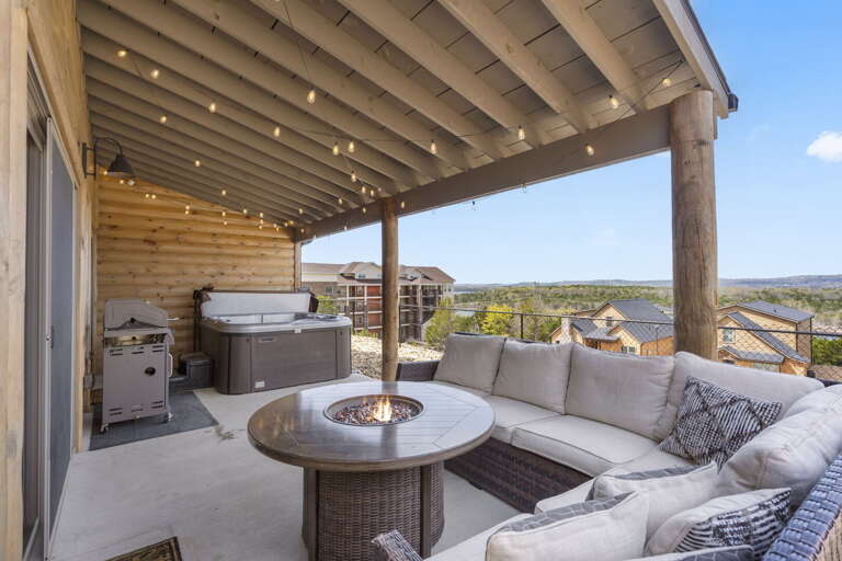 Patio Perch With Plush Pillows, Fire Pit, Scenic Skyline View