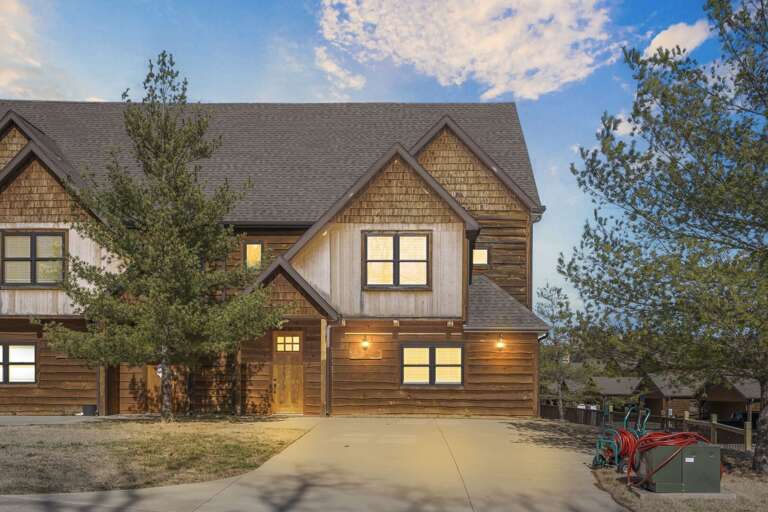 Tudor-style Vacation Rental Facade At Dusk