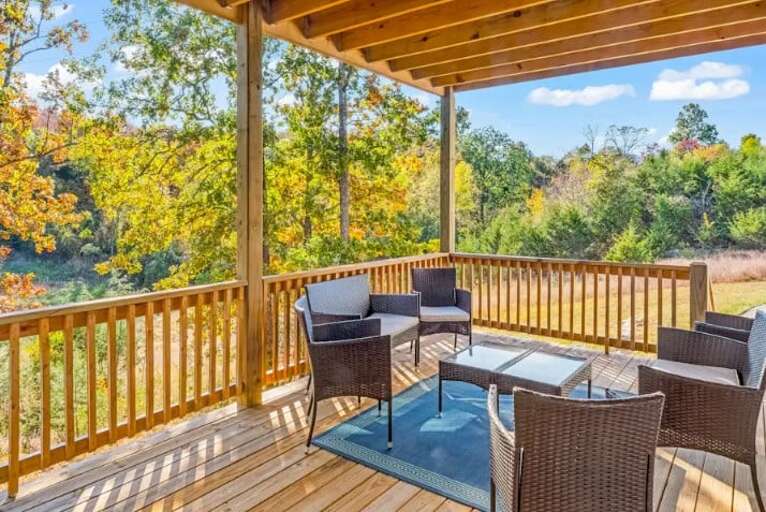 Outdoor Patio With Furniture Overlooking Nature