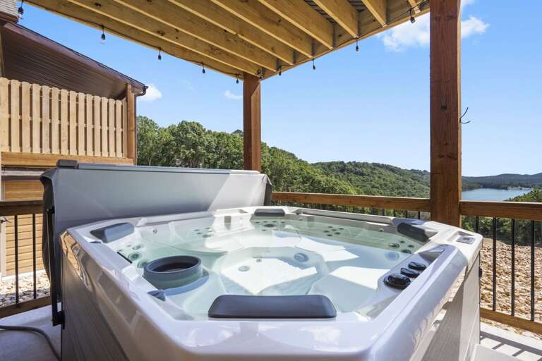 Outdoor Jacuzzi On Deck With Lake View