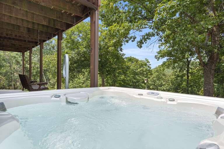 Outdoor Jacuzzi On Deck With Forest View