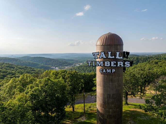 Silos Standing Over Serene Scenery, Lush Landscape
