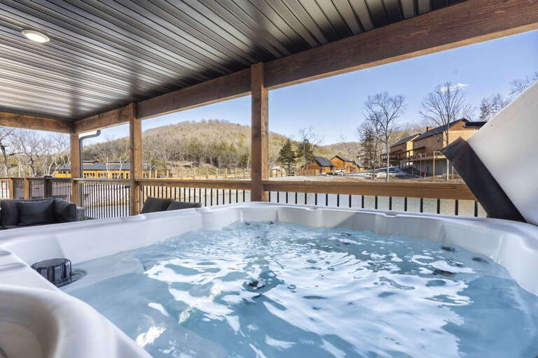 Outdoor Jacuzzi On Porch Overlooking Scenic Hills