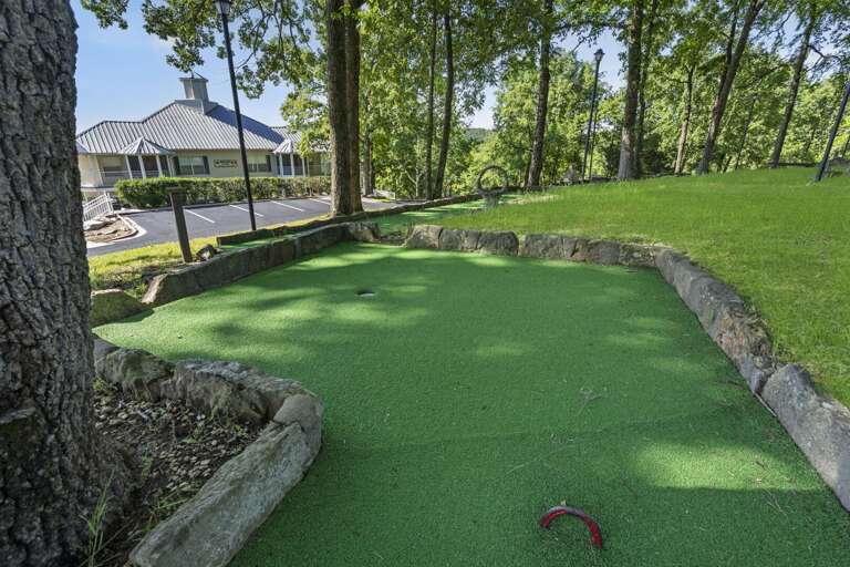 Green Golf Grass, Trees Tower, Pristine Paths