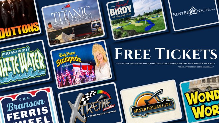 Collage Of Colorful Attraction Posters, Including Ferris Wheel And Show Banners