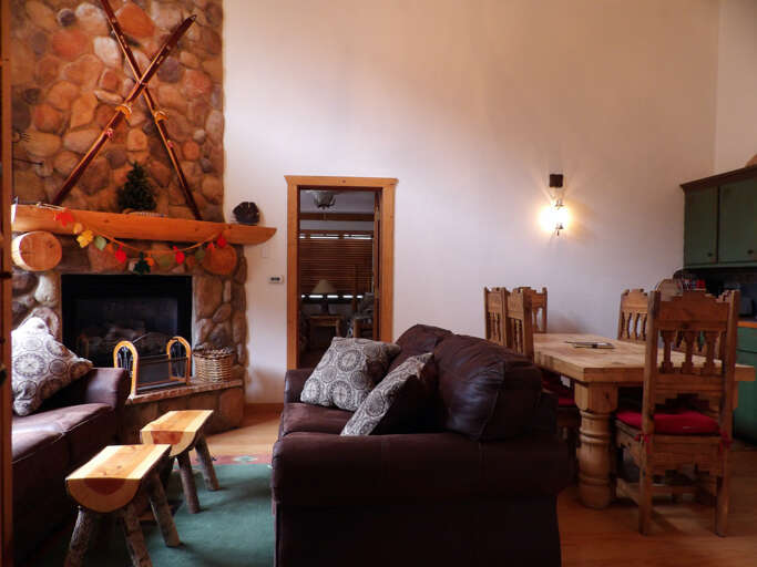 Living Room with Stone Fireplace