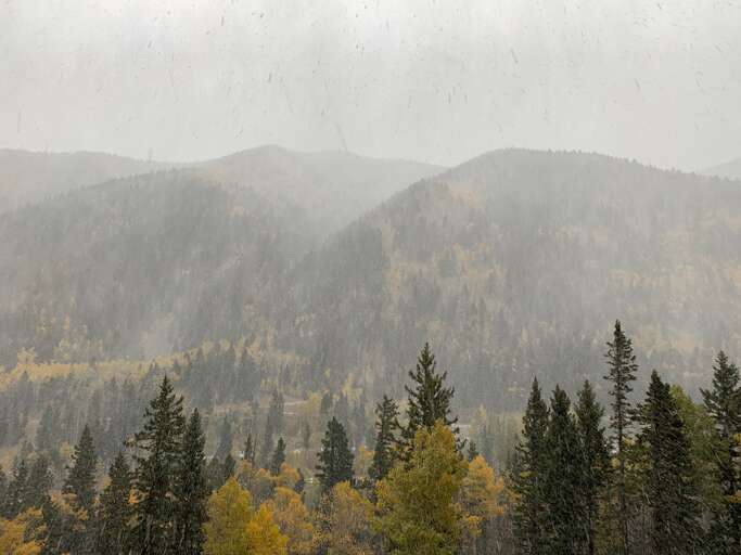 Misty fall mountain