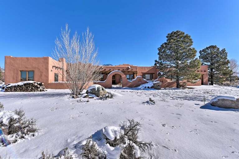 Exposed viga beams contribute to the southwest style of the home.