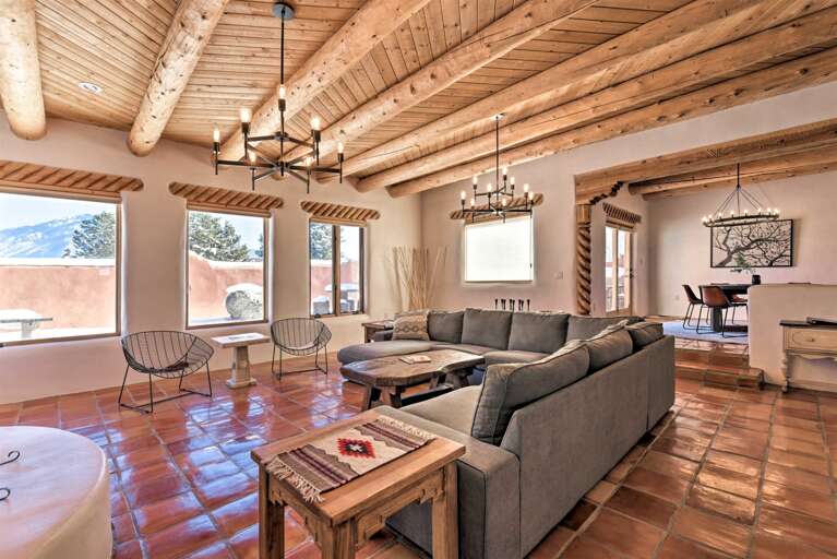 Gather with your loved ones on the plush L-shaped sectional sofa.