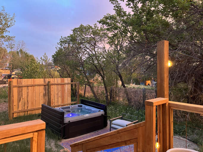 View of the hot tub from the deck