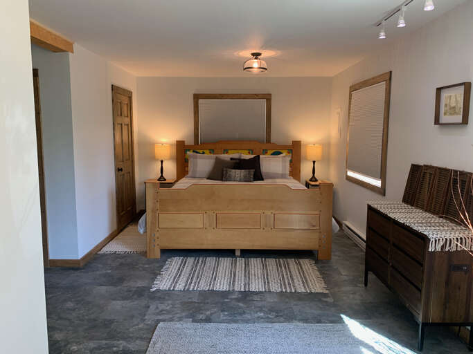 King Bedroom with Window Shades Down