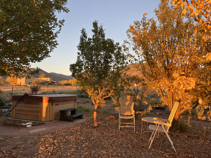 Back yard patio in the trees