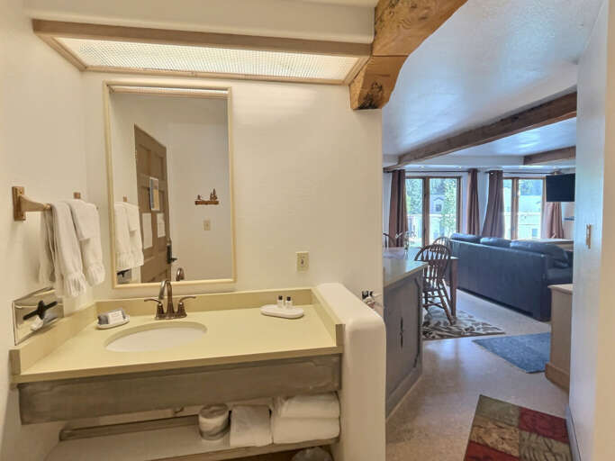 Bathroom vanity in common area