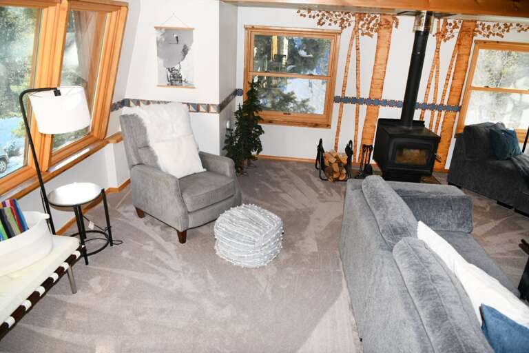 Living area and woodstove