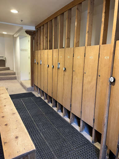 The condo ski lockers on the ground floor