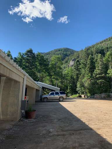 Parking structure in summer