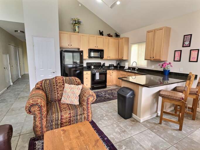 Living and kitchen spaces