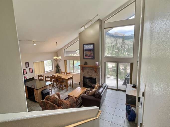 Tall ceilings in the living room and a second story loft