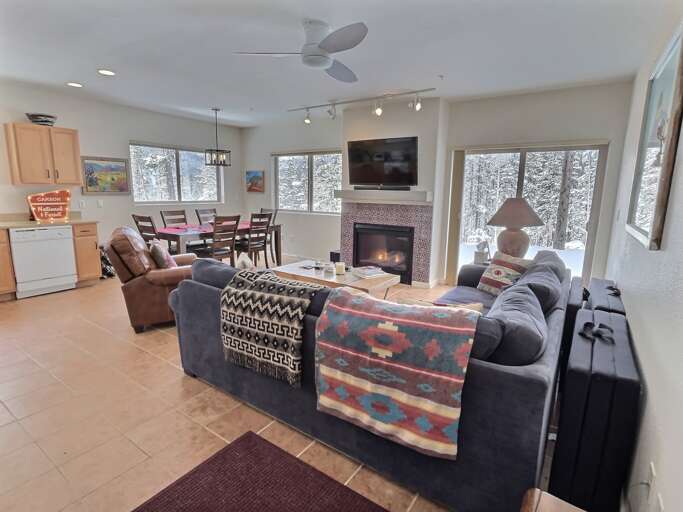 Living and dining areas