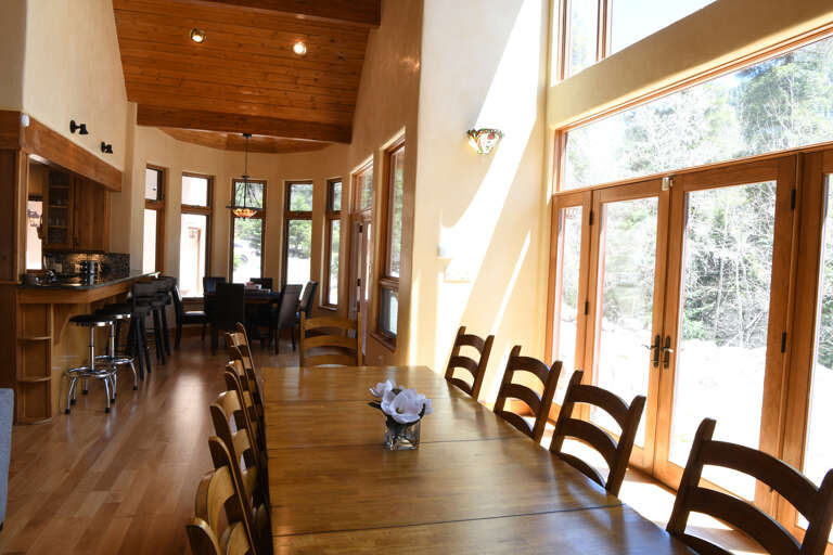 Large dining space with natural light