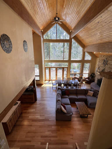 The living and dining space from above