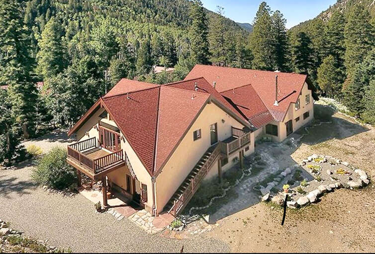 The home from above in summer